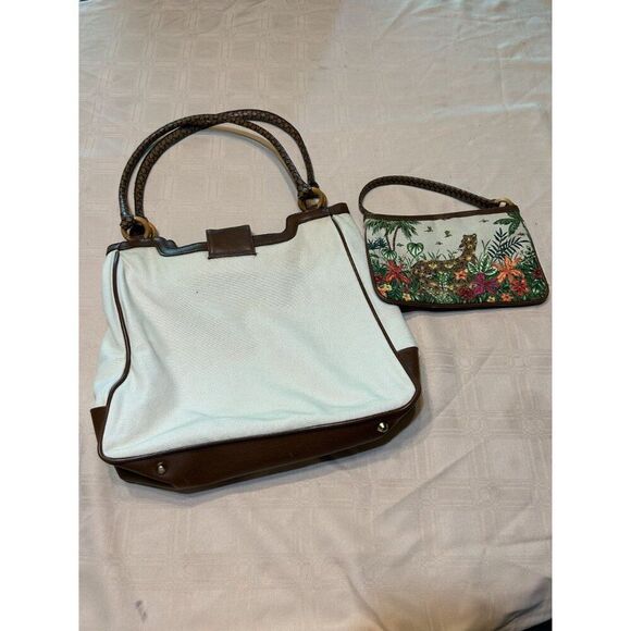 Vintage Jungle Safari Tote & Clutch Set - Adorable Leopard Print - Cotton & Poly - Picture 2 of 6